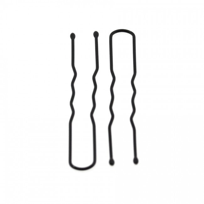 100 Black Hair Pins 1.75 Inch Crimped Ball Tipped U-Shape for Styling