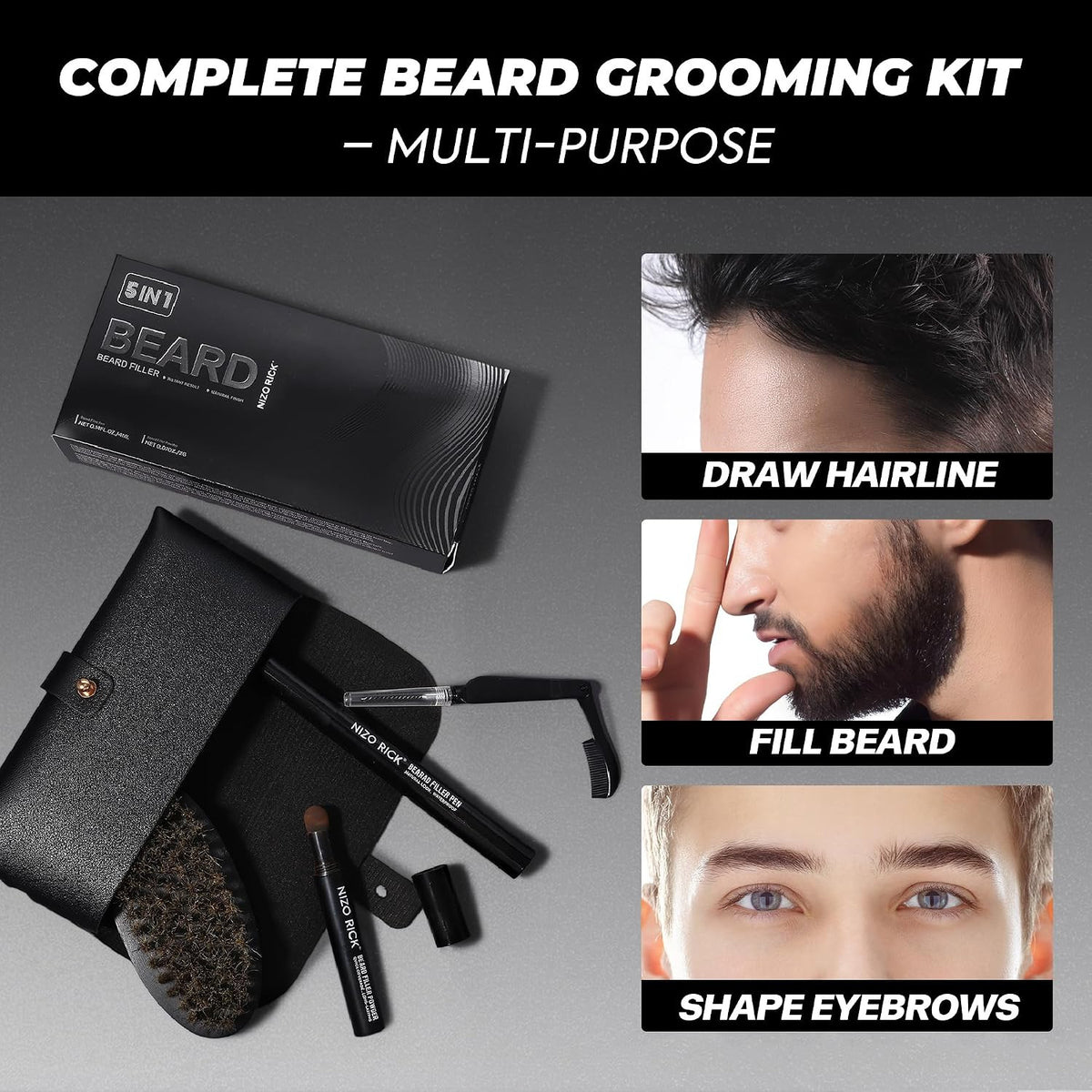 Men's 5-in-1 Waterproof Beard Pencil Kit for Grooming & Styling
