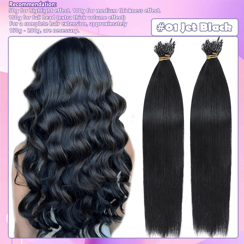 Remy Human Hair Extensions 18 Inch Thick Nano Ring Micro Tips Beads