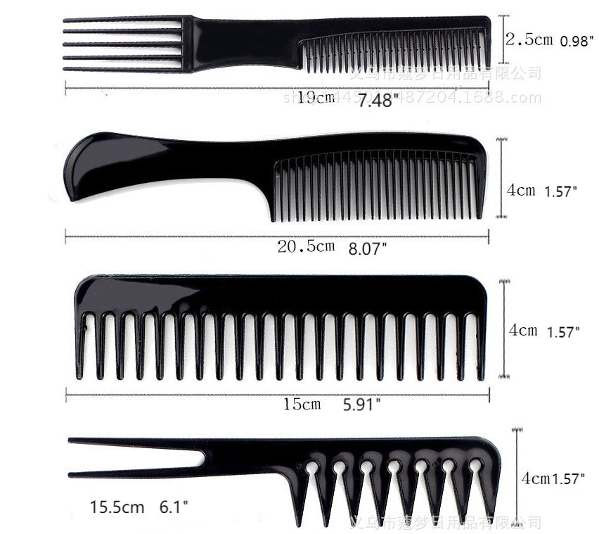 10Pcs Black Hair Combs Set for Salon & Barbershop Styling