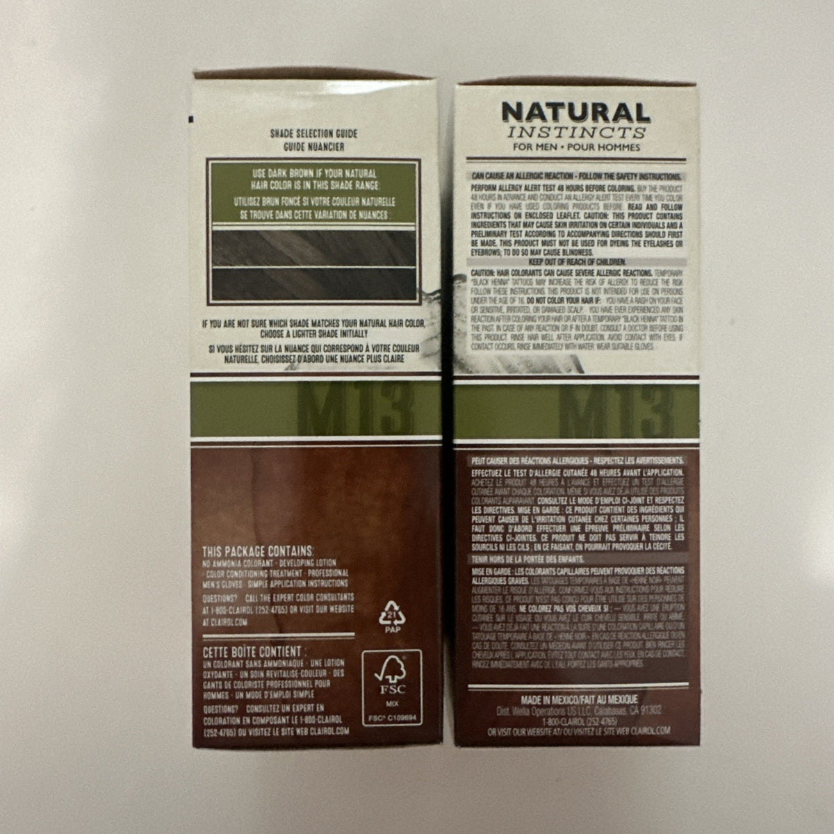 Men's Dark Brown Hair Color Kit - Natural Instincts M13, Pack of 2