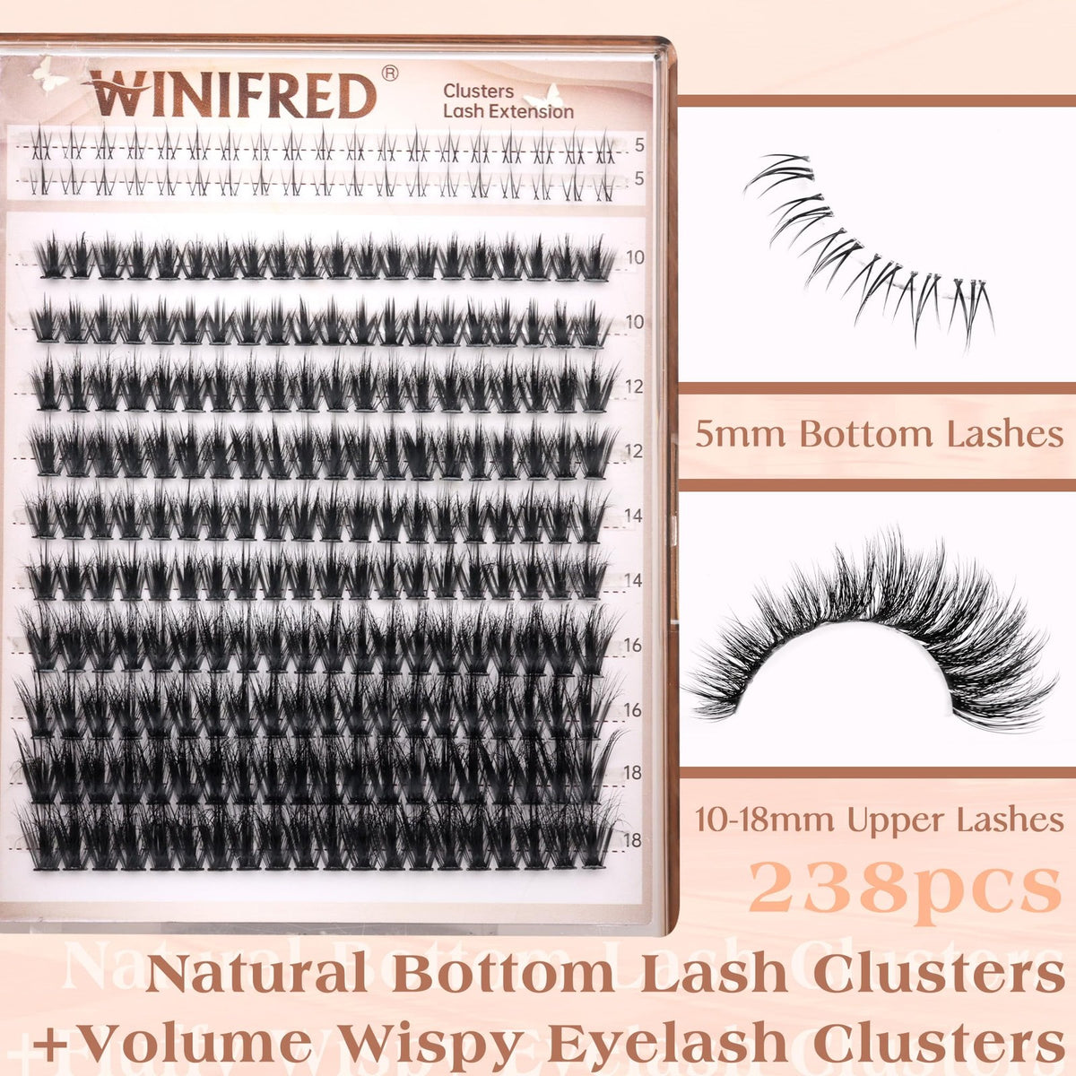 False Eyelash Clusters with Bottom Lashes - Wispy Volume Mink Style