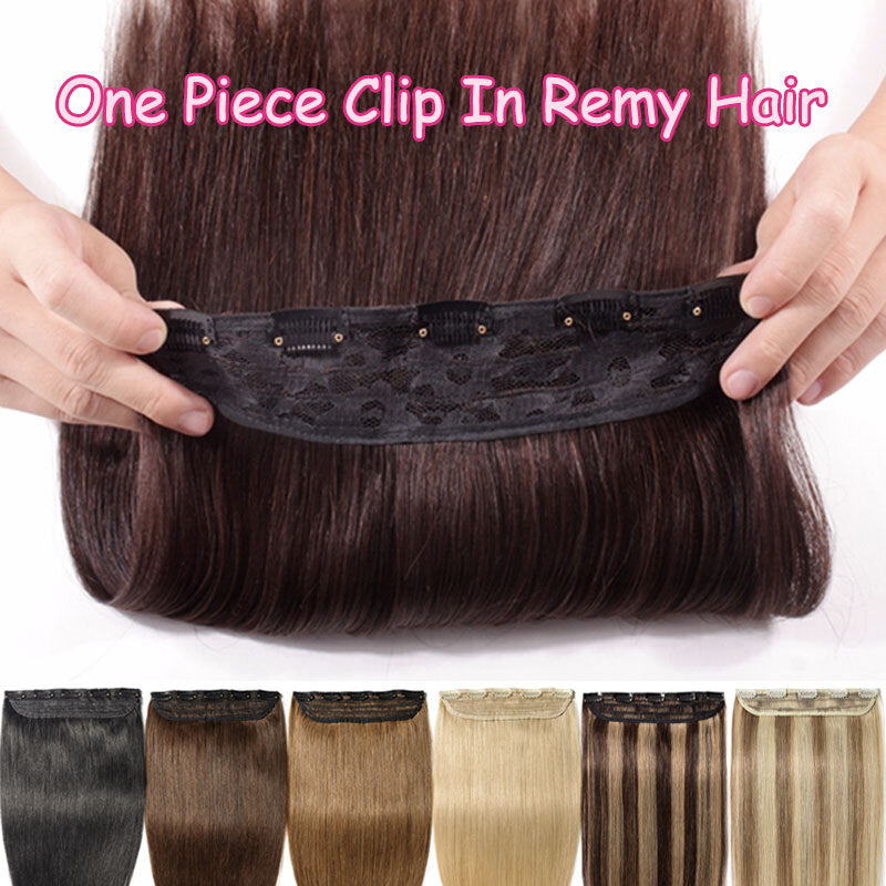 Thick Remy Human Hair Clip-In Extensions Full Head - Natural Black, Brown & Blonde
