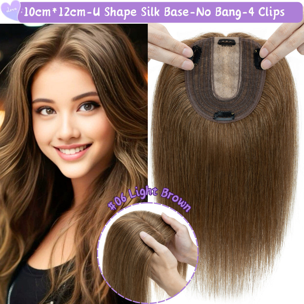 Clip-In Hair Topper for Women - Natural Remy Human Hair Wiglet with Lace/Silk Base