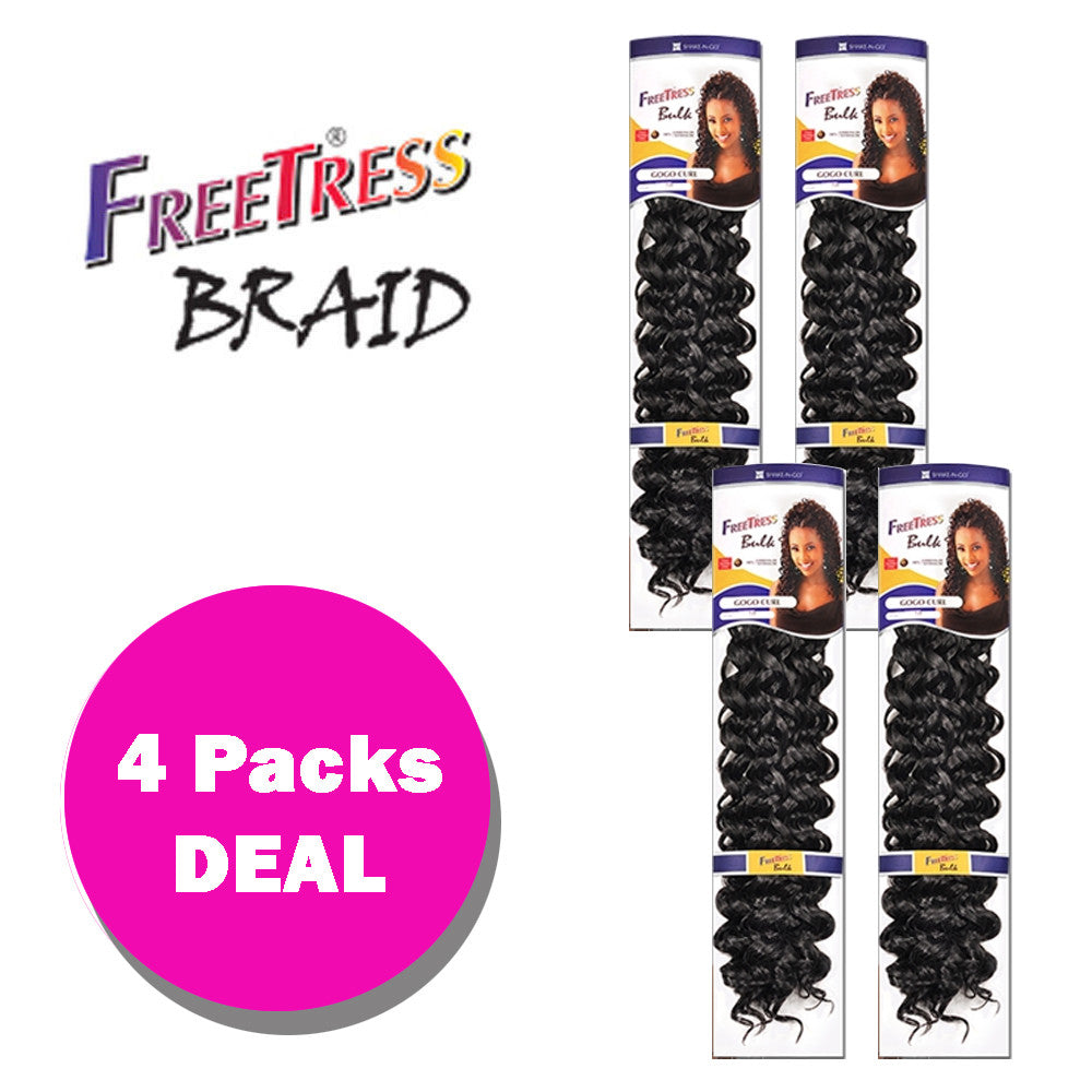Synthetic Crochet Braiding Hair Bulk 26 Inch - Freetress Gogo Curl 4-6 Pack