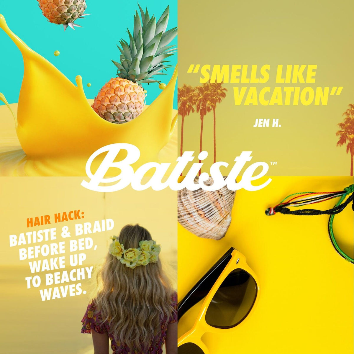 Batiste Tropical Dry Shampoo Waterless Hair Spray 3.81oz 3 Pack
