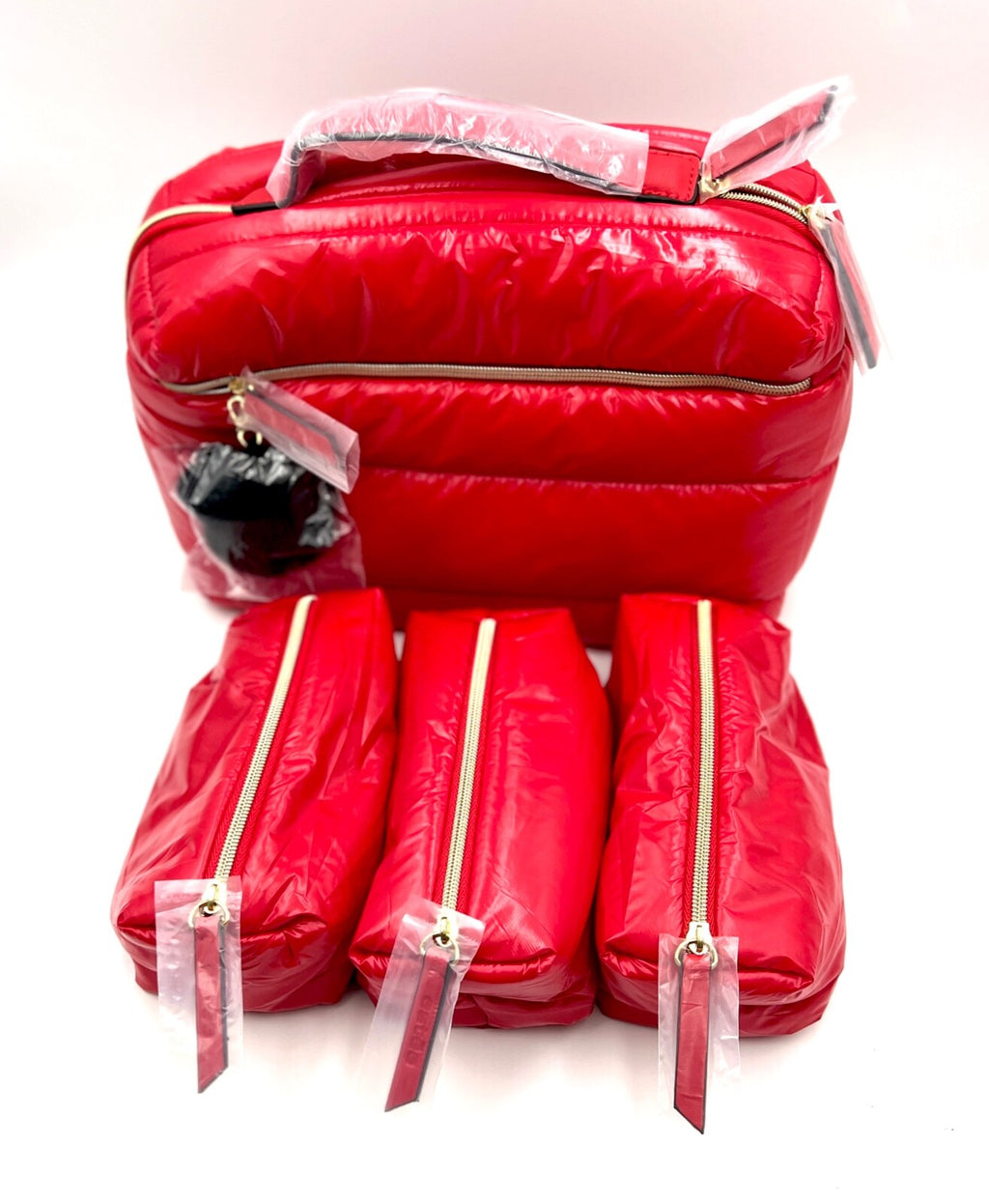 Estée Lauder Fluffy Train Case Set with 3 Small Bags - Red
