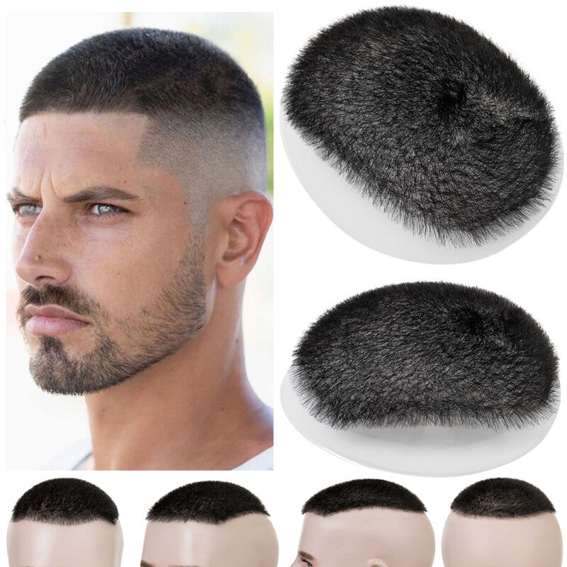 Mens Thin Skin PU Toupee for Hair Loss Replacement - Short Buzz Cut System 5x7