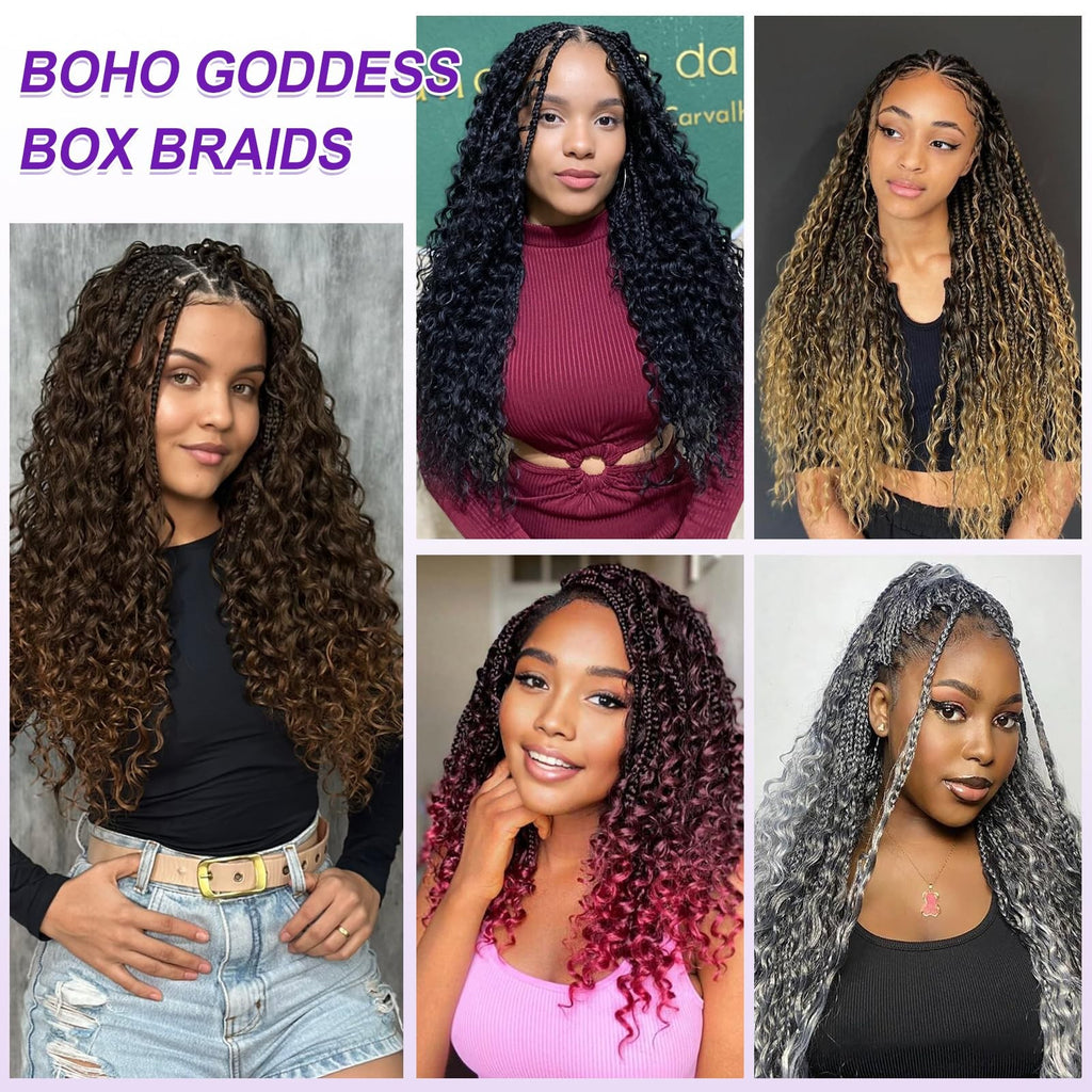 Goddess Box Braids Crochet Hair 18 Inch Boho Style for Black Women