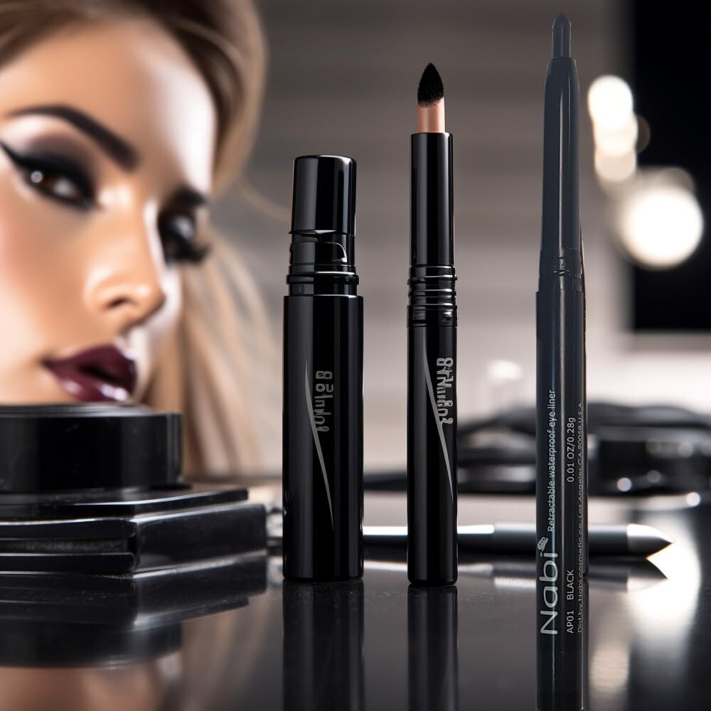 12pcs Waterproof Retractable Eyeliner Set - Black & Dark Brown
