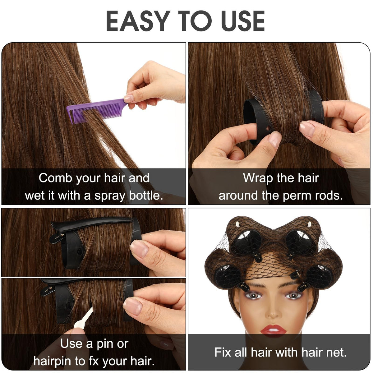 141 Pcs Hair Roller Set with Clips & Pins for Curling Styling - Multiple Sizes