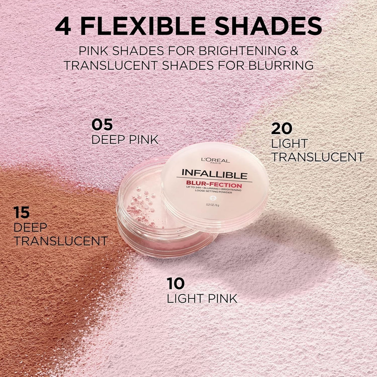 Loose Setting Powder for Face - Brightening, Longwear, Translucent & Pink Tinted