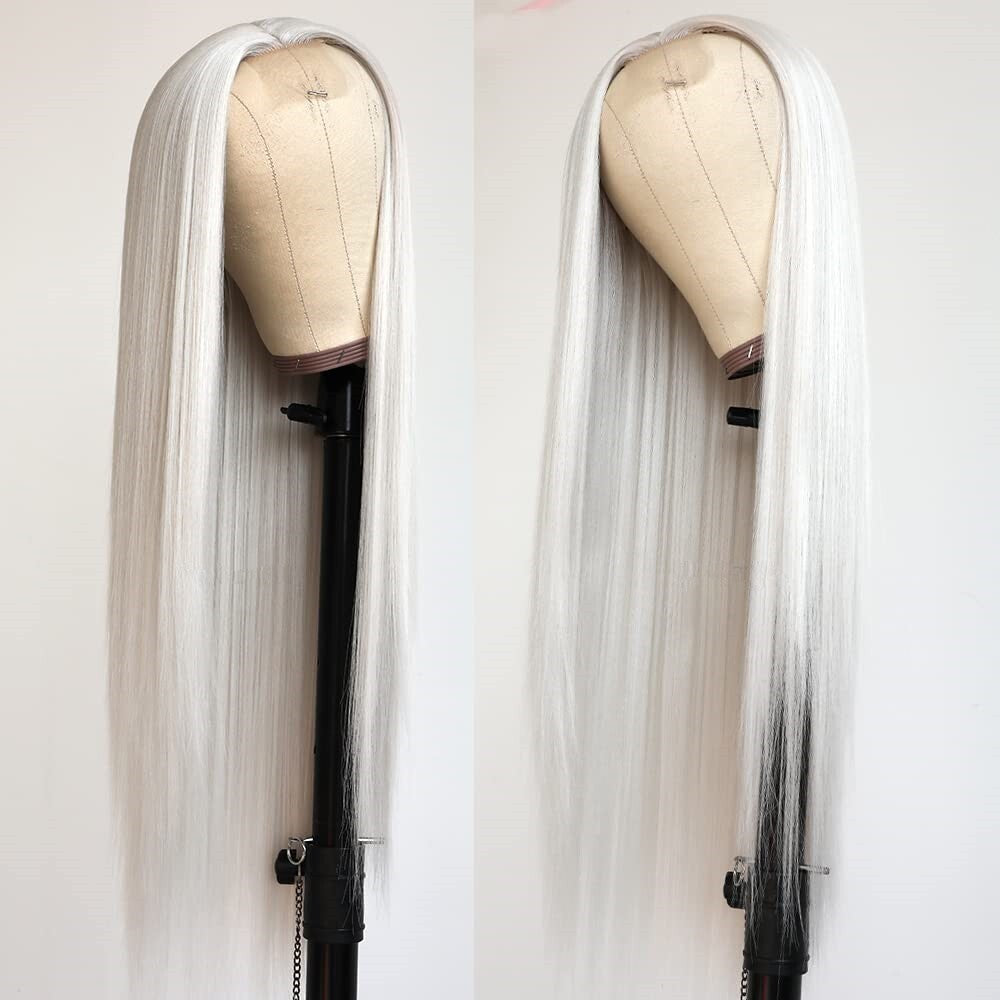 Women Long Lace Front Wigs Straight Synthetic Hair Heat Resistant 180% Density
