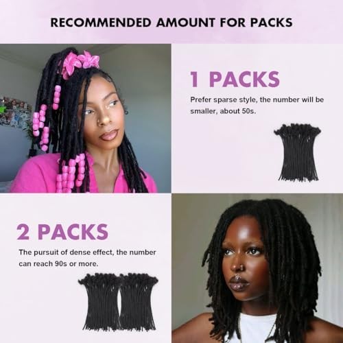 10-Inch Human Hair Loc Extensions 50 Strands Natural Black Easy Install