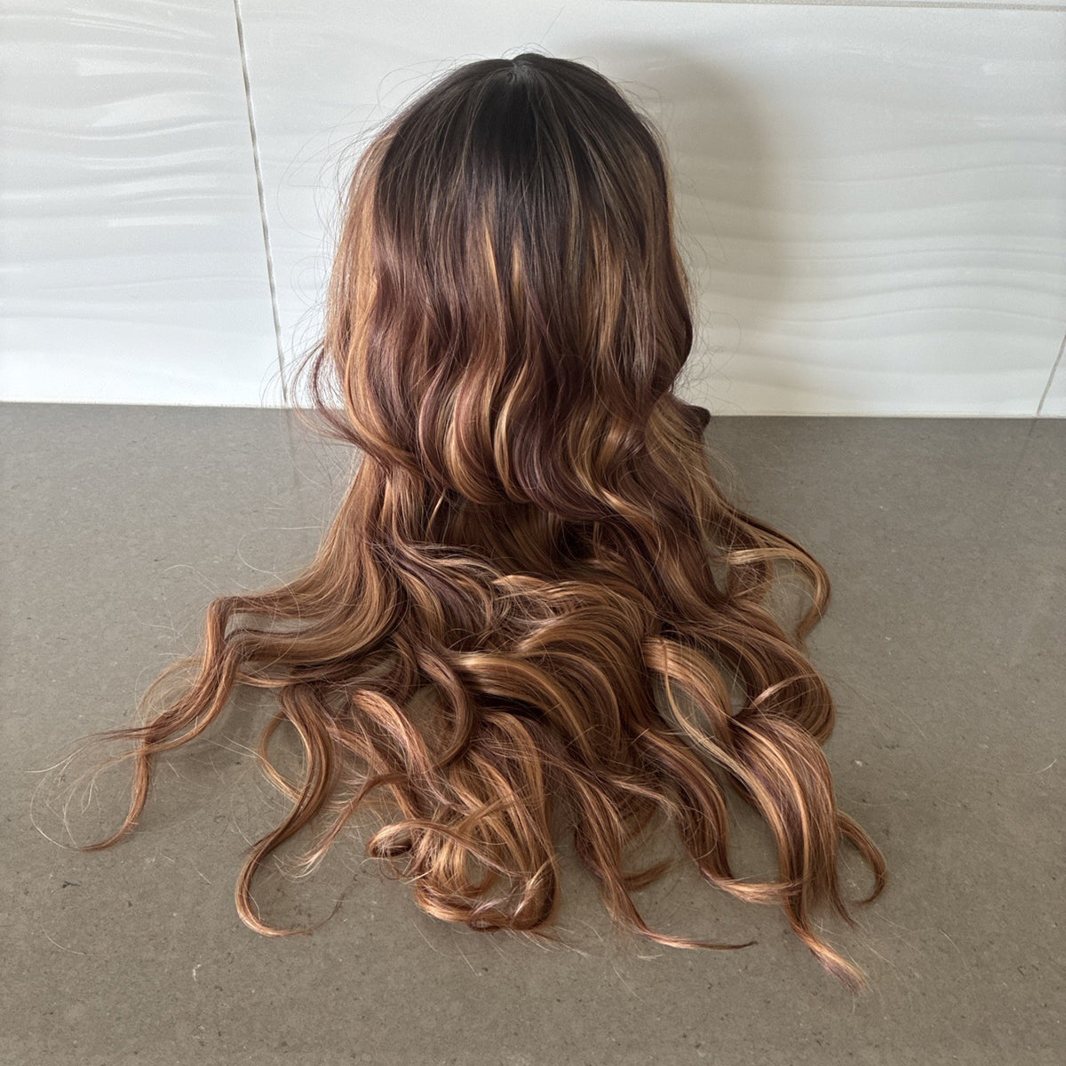 28-Inch Curly Synthetic Wig with Bangs Natural Black Highlights - Fast Shipping