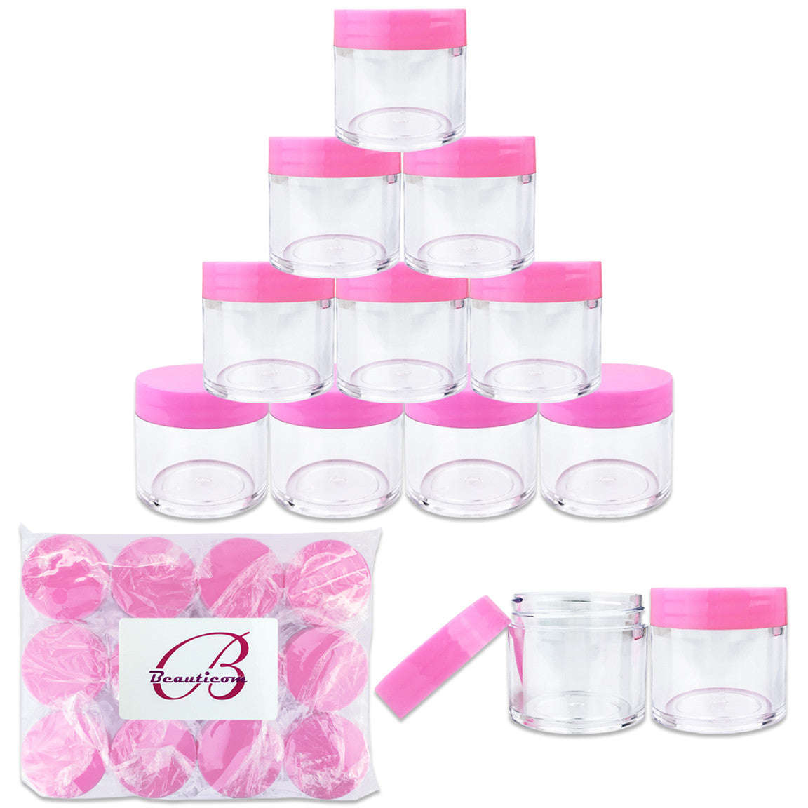 12 Pack 1oz Acrylic Plastic Jars BPA Free Sample Containers for Cosmetics & Food