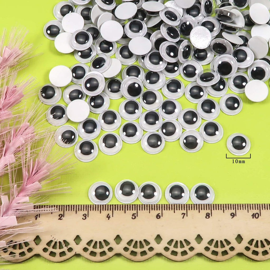 300pcs 10mm Self-Adhesive Plastic Wiggle Googly Eyes for Crafts & Decorations