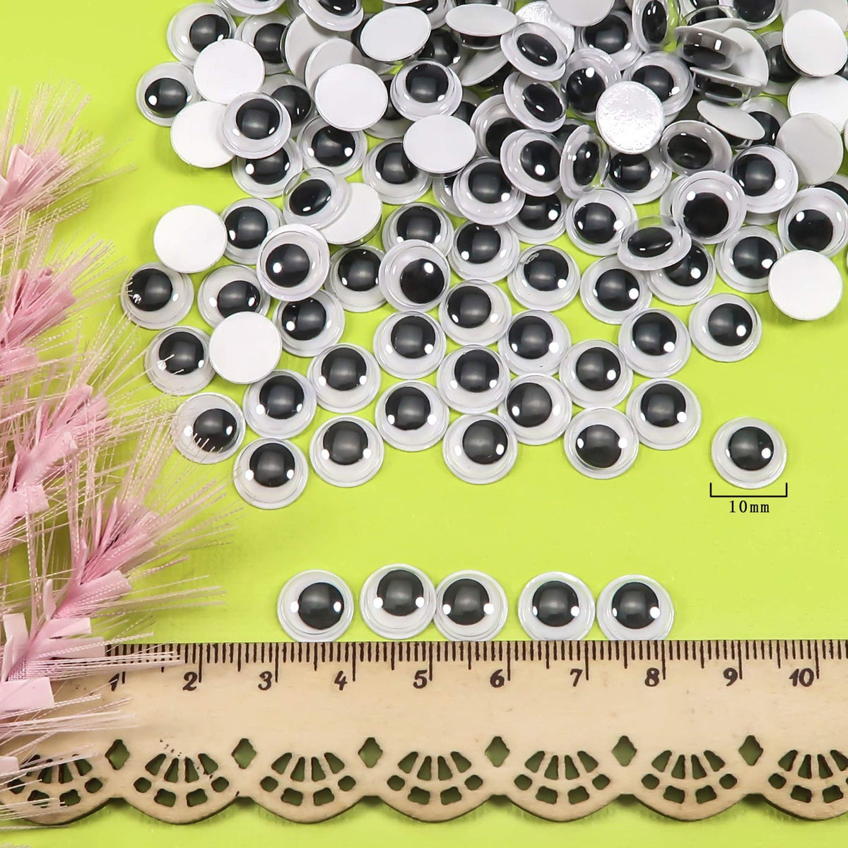 300pcs 10mm Self-Adhesive Plastic Wiggle Googly Eyes for Crafts & Decorations