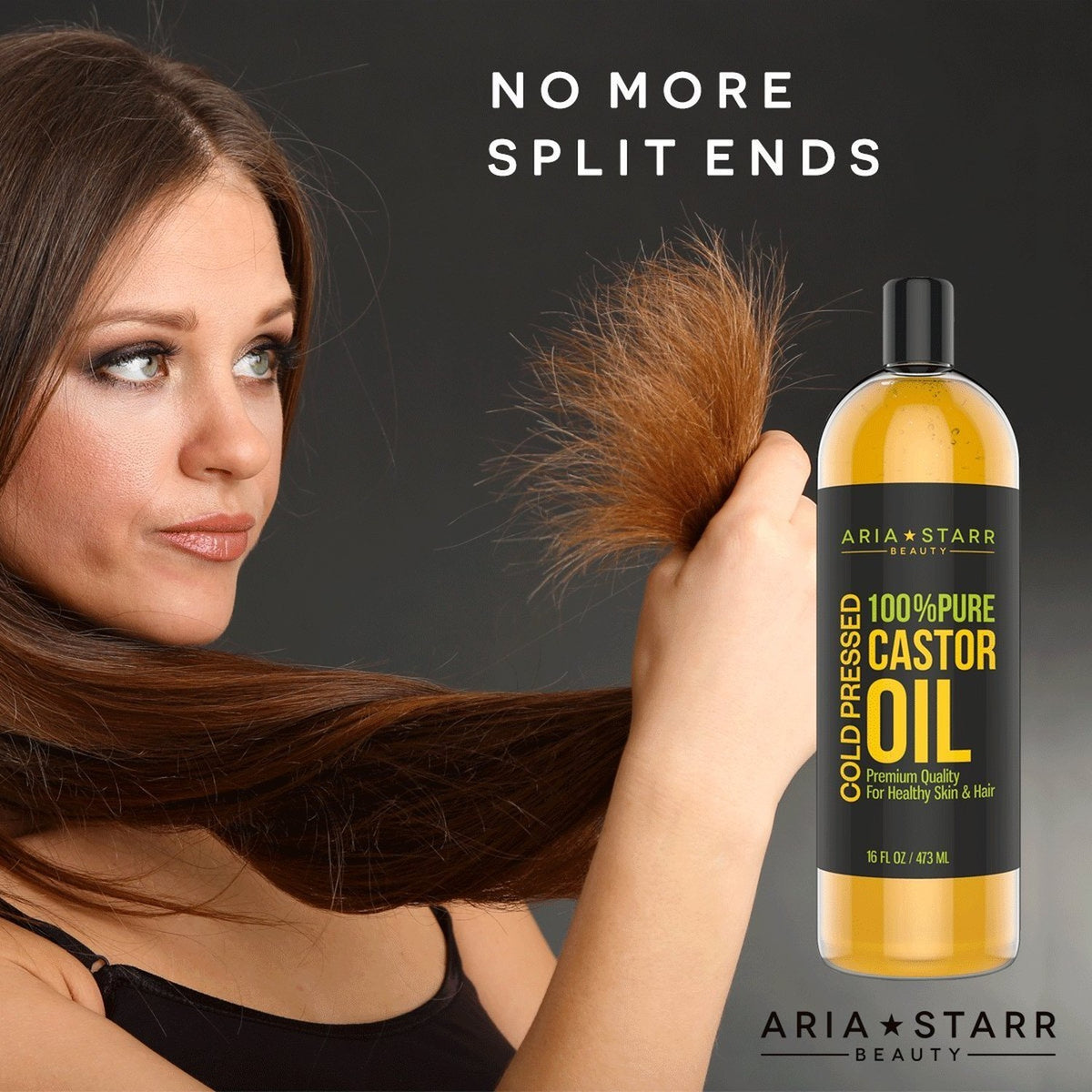 Pure Cold Pressed Castor Oil - 16 Fl Oz for Hair, Skin & Eyebrows - Moisturizer & Growth Oil