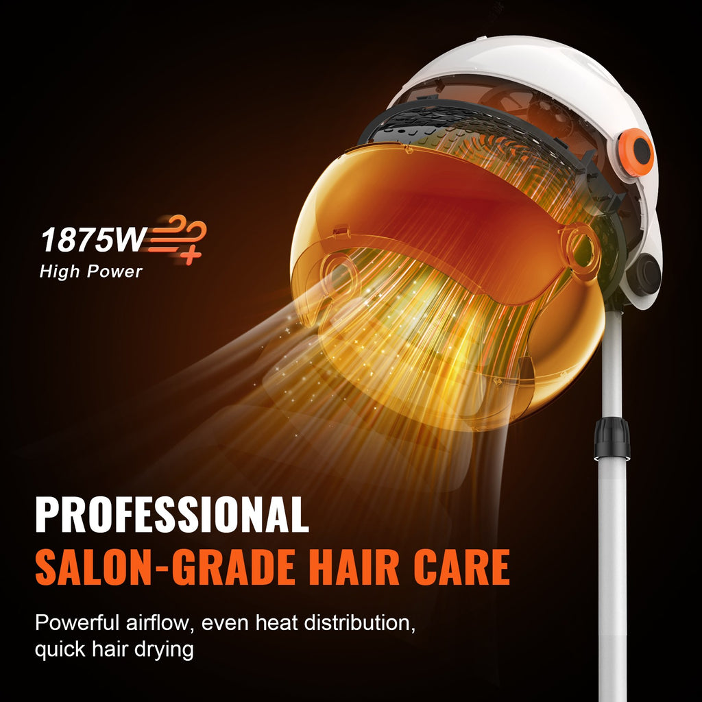 Professional Hooded Hair Dryer 1875W Salon-Quality Stand-Up Hair Dryer with Adjustable Temp & Speed