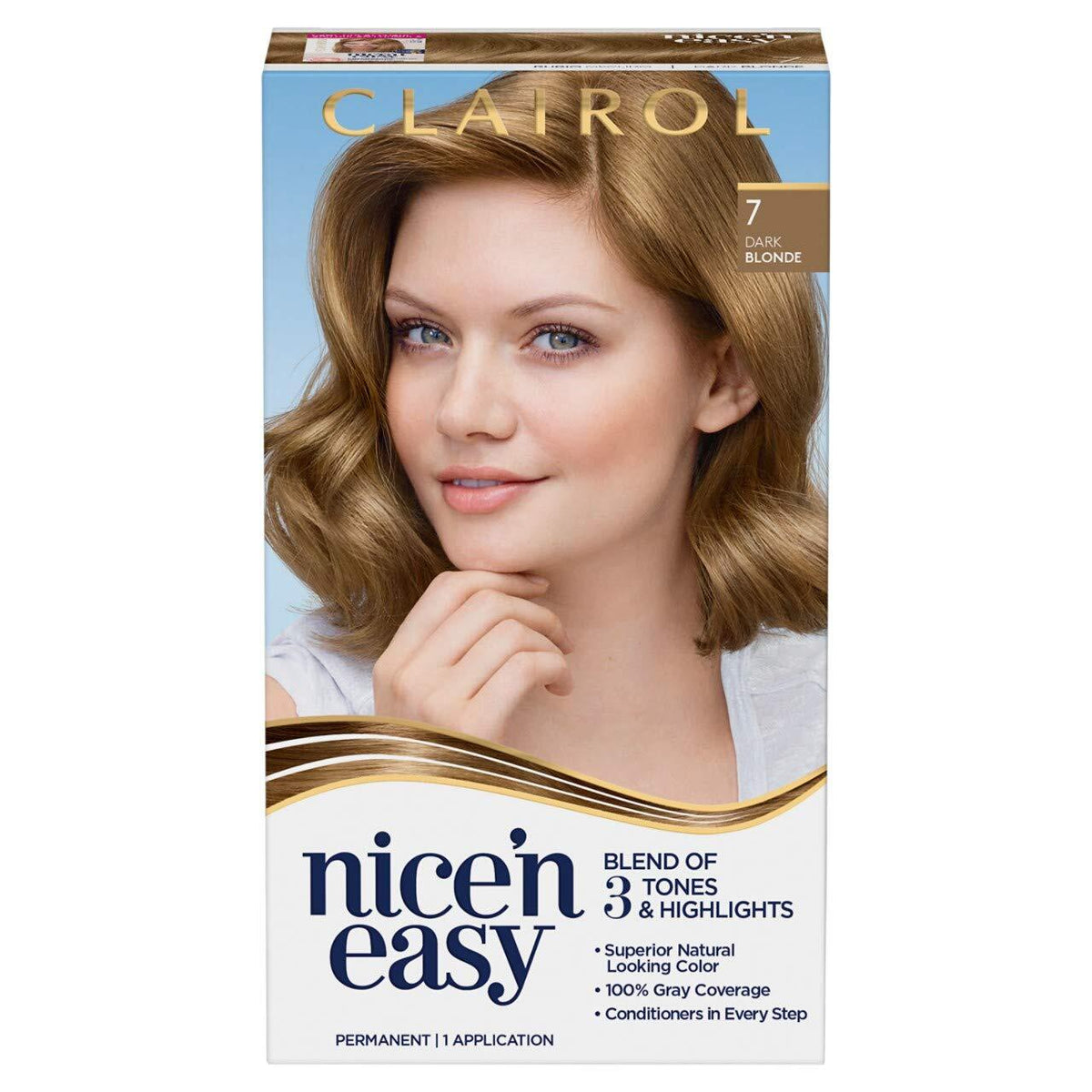 Permanent Hair Dye Kit - Dark Blonde 7, Covers Gray & Highlights