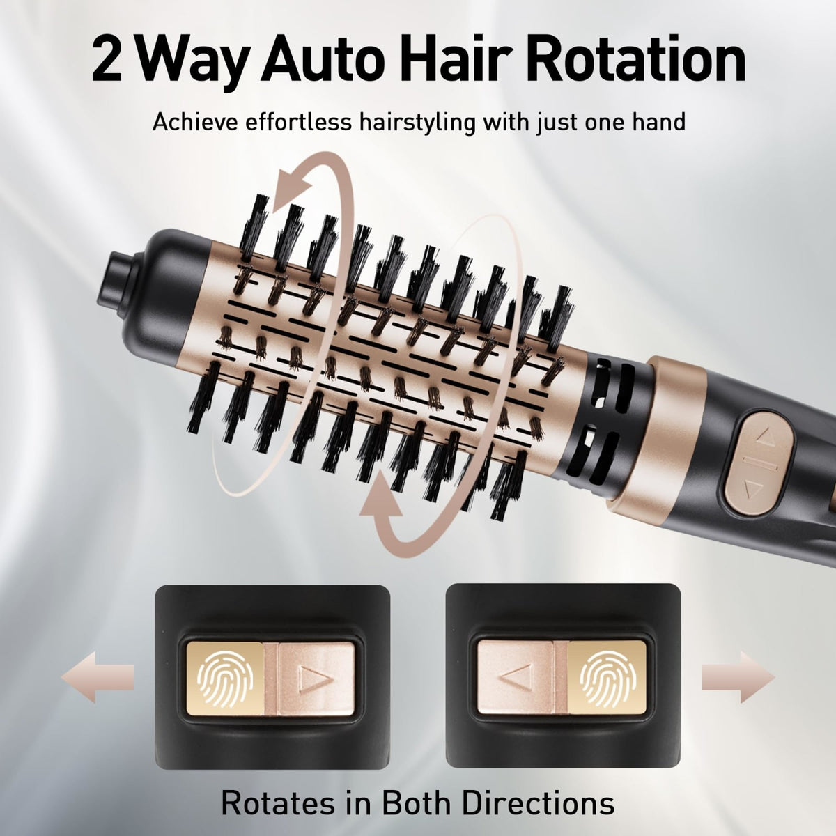 3-in-1 Rotating Hair Dryer Brush with Ceramic Coating and Interchangeable Attachments