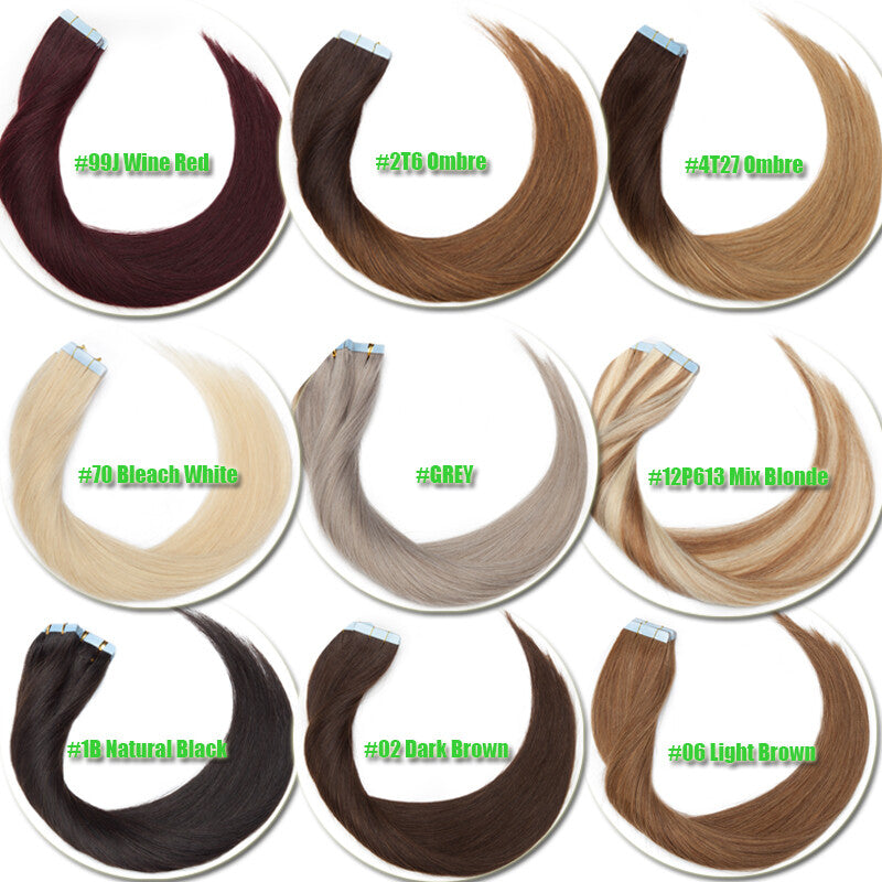 Full Head Blonde Tape-In Human Hair Extensions 200g Skin Weft, 80pcs