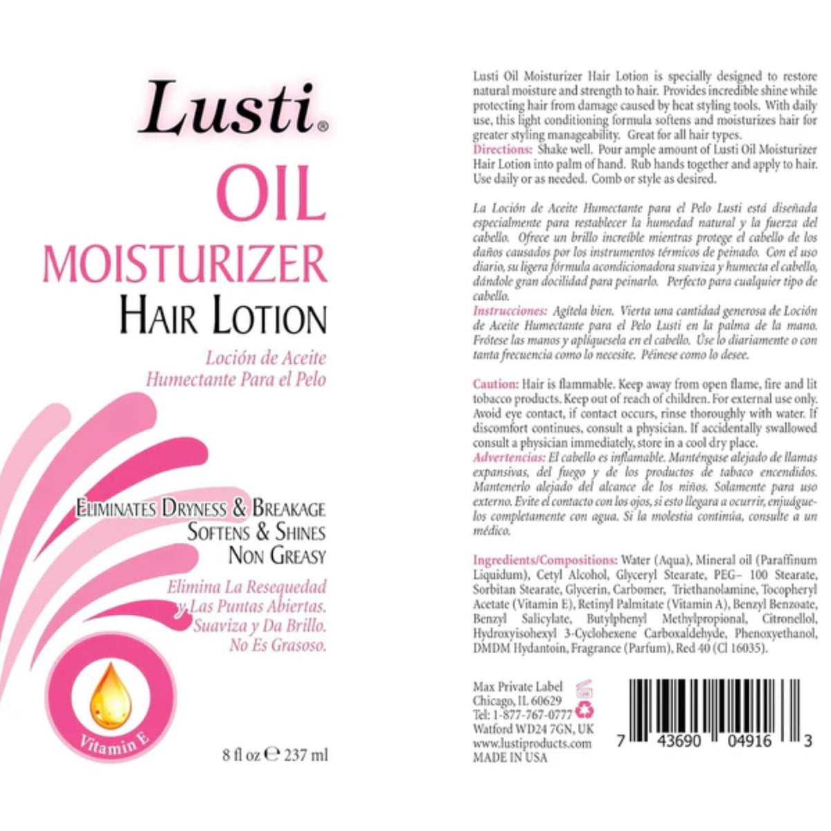 Moisturizing Hair Lotion with Vitamin E - 12 Pack, 8oz