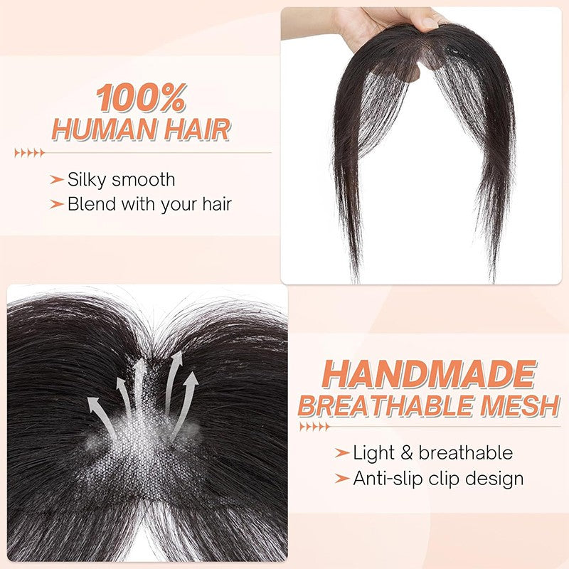 Clip-In Bangs Hair Topper for Women - Human Hair, 360° Clip-In Style