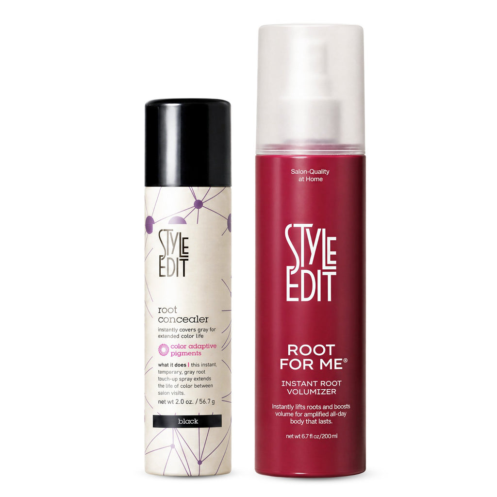 Root Concealer & Volumizing Spray Bundle for Gray Cover & Fuller Hair