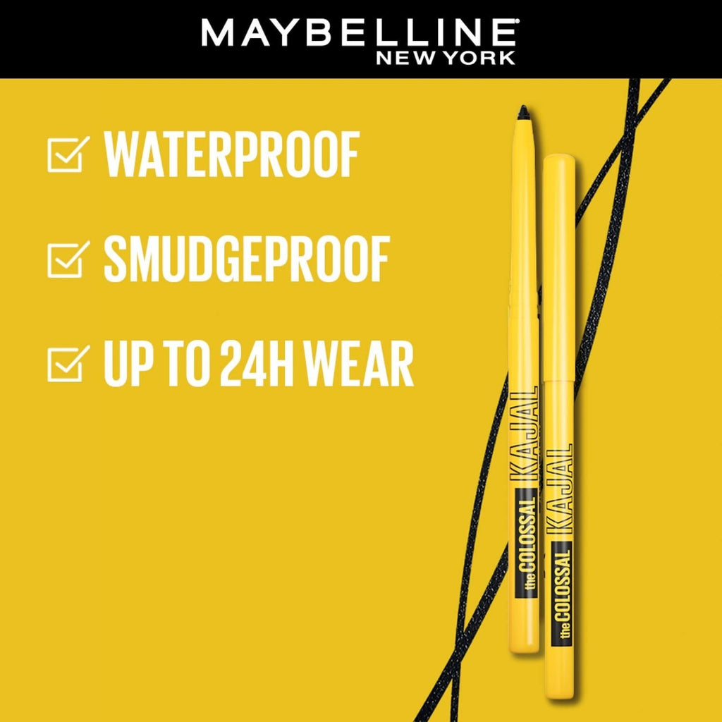 Waterproof Kajal Eyeliner Pencil - Deep Black, Long-Lasting, 0.35g Pack of 2