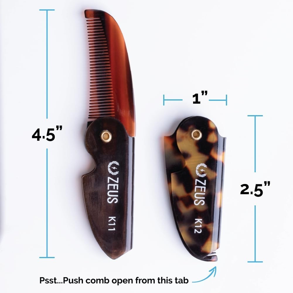 Cellulose Acetate Mustache Comb Set - Portable Grooming Essentials