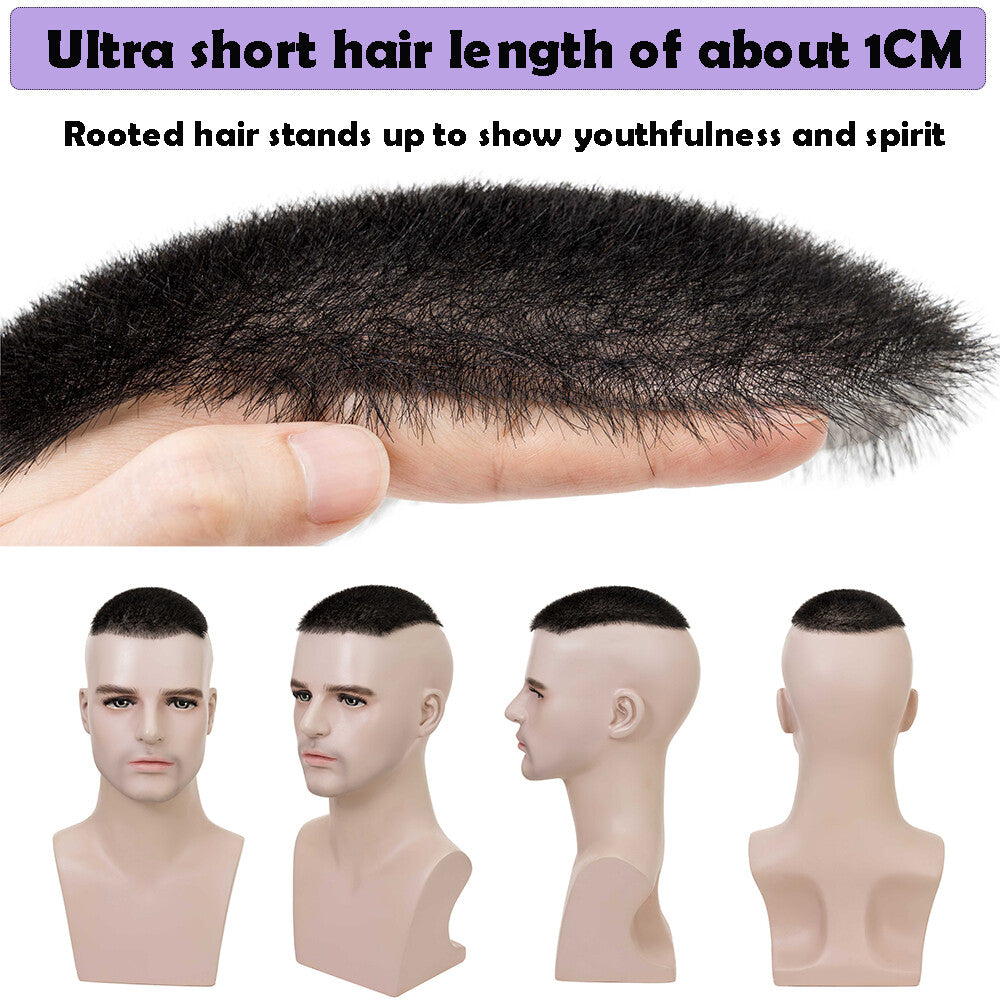 Men's Hair Replacement Toupee - Natural Human Hair Full Skin PU Hair System