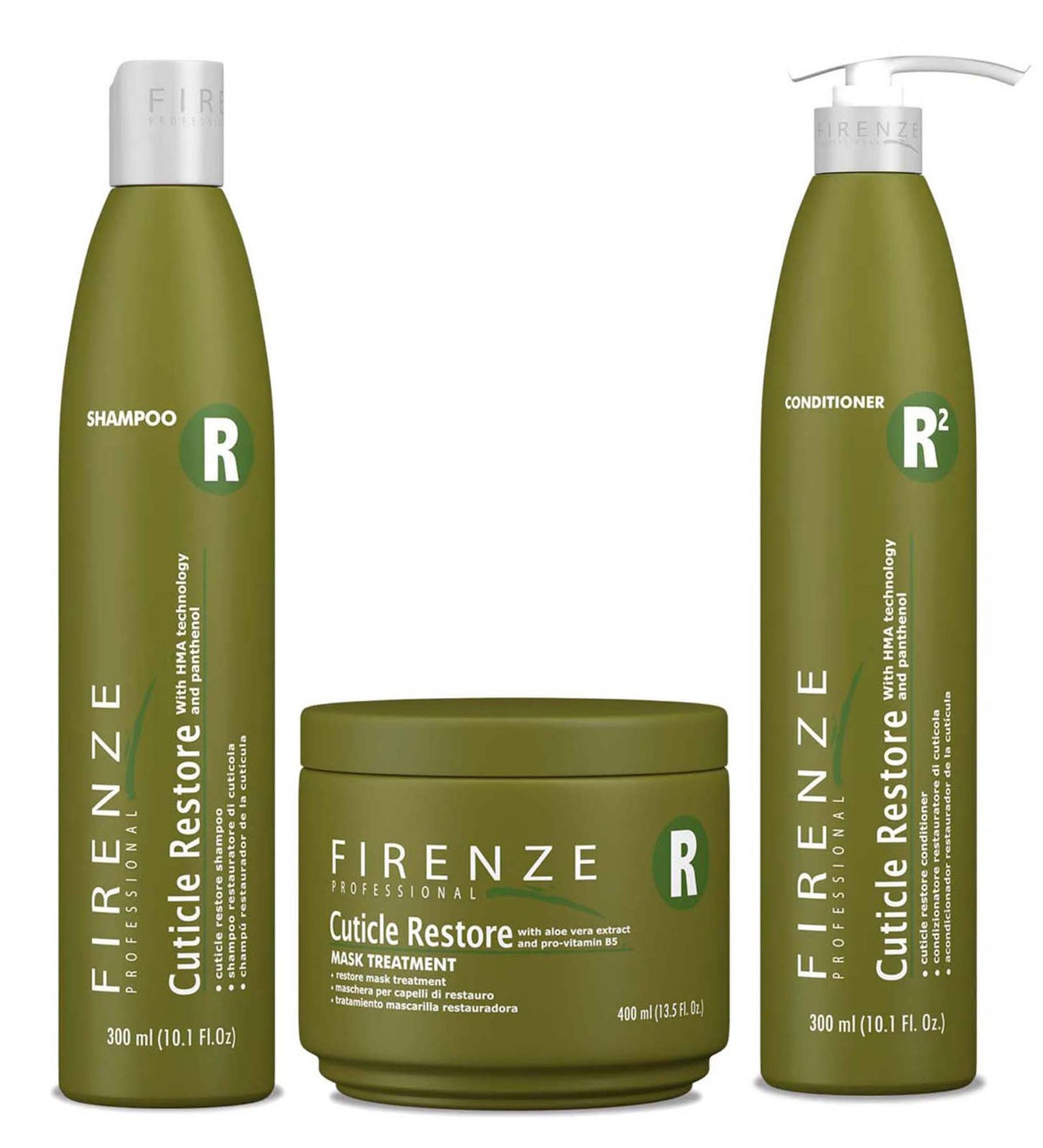 Firenze Professional Hair Care Set - Shampoo, Conditioner & Mask for Damaged Hair