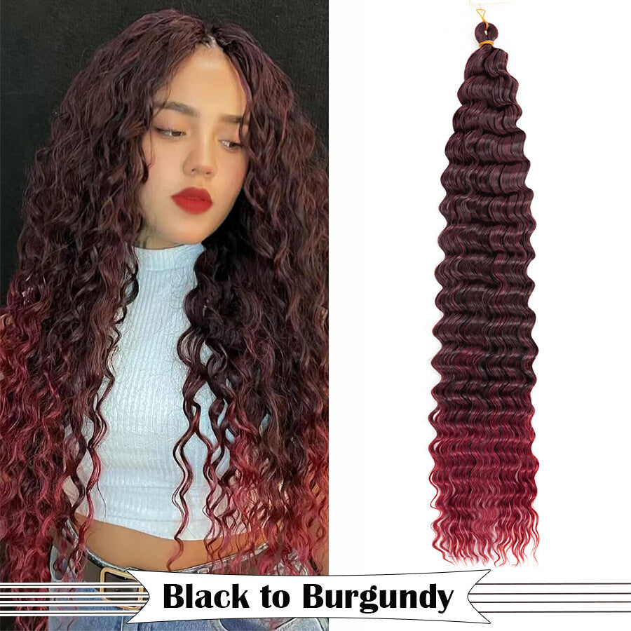 Long Boho Crochet Water Wave Braid Hair Extensions - Curly Synthetic Hair