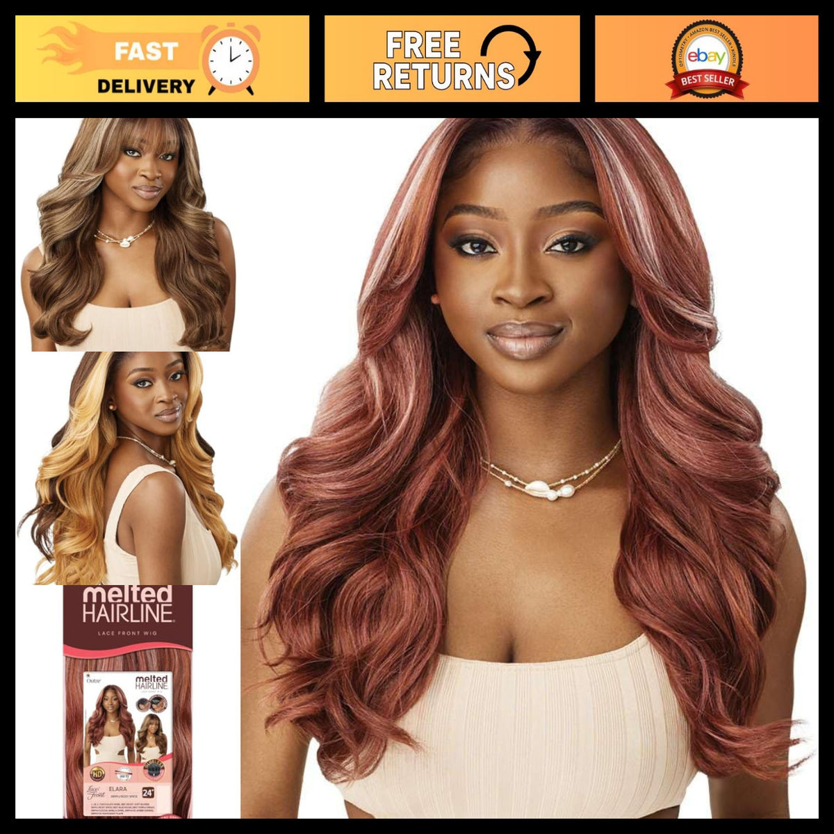 Luxury Lace Front Wig with Melted Hairline, Natural Look, Heat Resistant - Off Black 1B