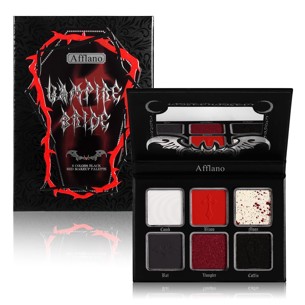 Goth Vampire Blood Red & Black Eyeshadow Palette - Dark Smokey Makeup
