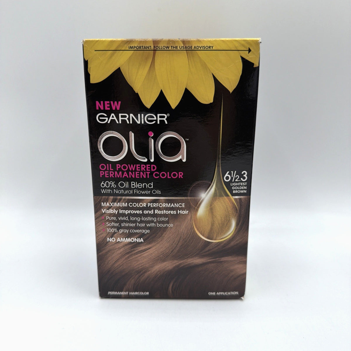 Garnier Olia Oil Powered Permanent Hair Color 6 1/2 Light Golden Brown 2 Pack