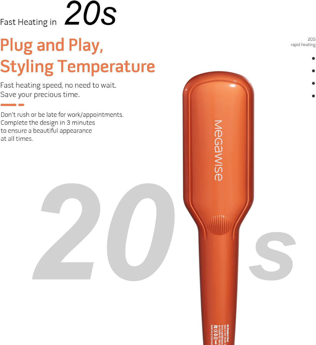 Hair Straightener Brush with Ionic Anti-Scald Technology, Fast Heating & Auto-Off