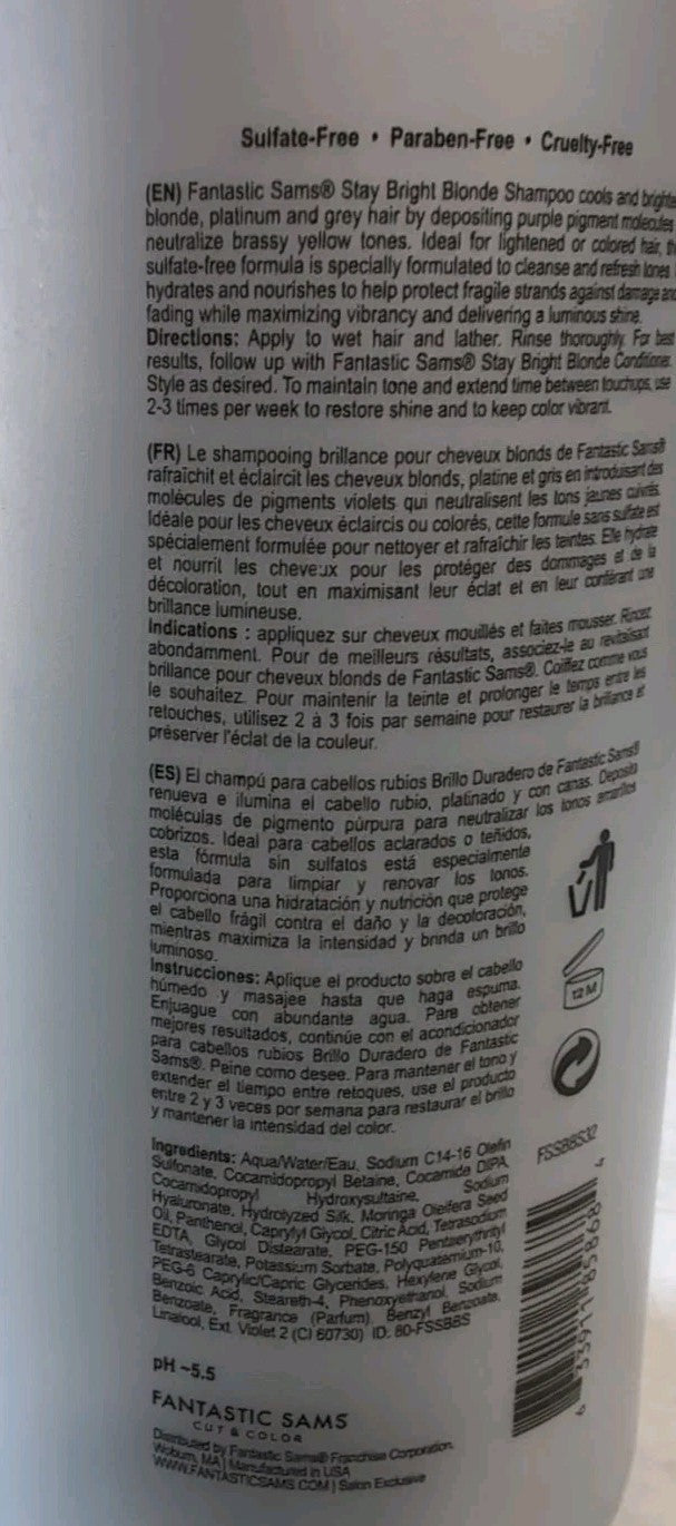 Stay Bright Blonde Shampoo 32 Oz - Neutralizes Brassy Yellow Tones