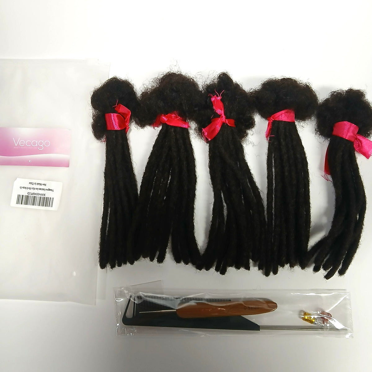 Human Hair Dreadlock Extensions 50 Strands 6 Inch 1B Natural Black