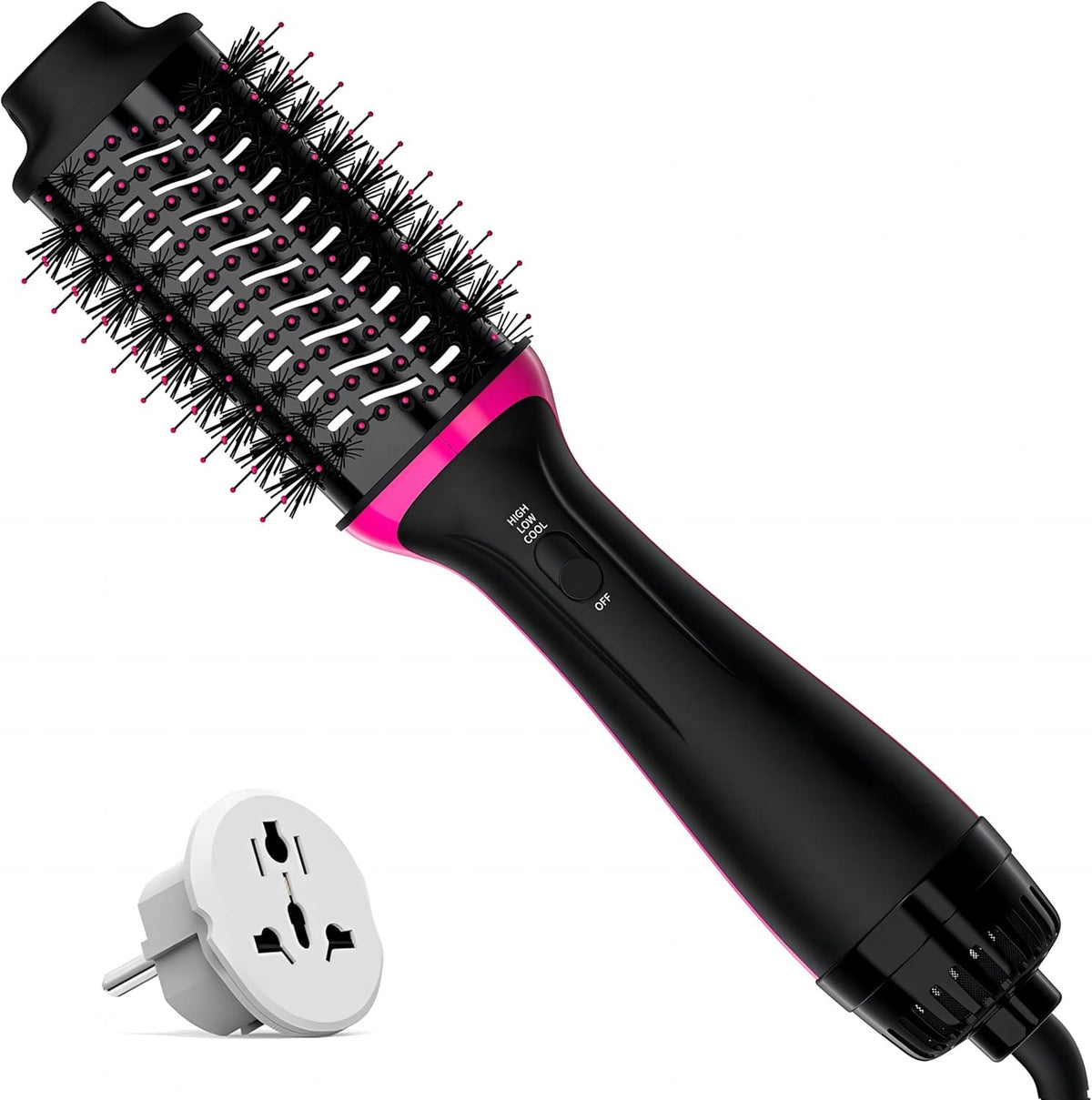 Dual Voltage Hair Dryer Brush for European Travel with 2.4'' Ceramic Barrel and Ionic Technology