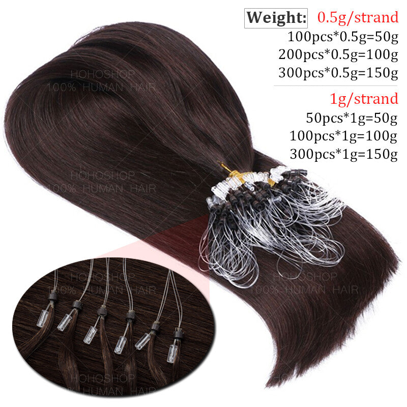Human Hair Extensions Micro Loop Rings Full Head Set 16-22 Inch Multiple Colors & Weights