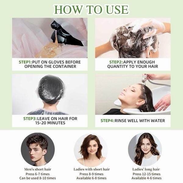 Herbal 3-in-1 Hair Dye Shampoo for Gray Hair Coverage, Nourishing & Easy to Use