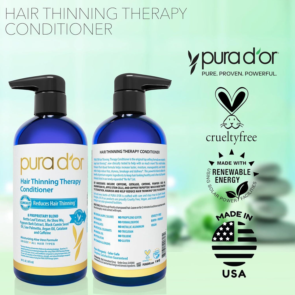 PURA D'OR Hair Thinning Therapy Conditioner for Hair Loss & Damage - 16 fl oz