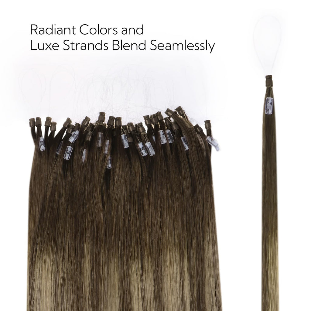 Micro Link Hair Extensions Human Hair 4/26/4 18 Inch 50g Blonde Brown Blend