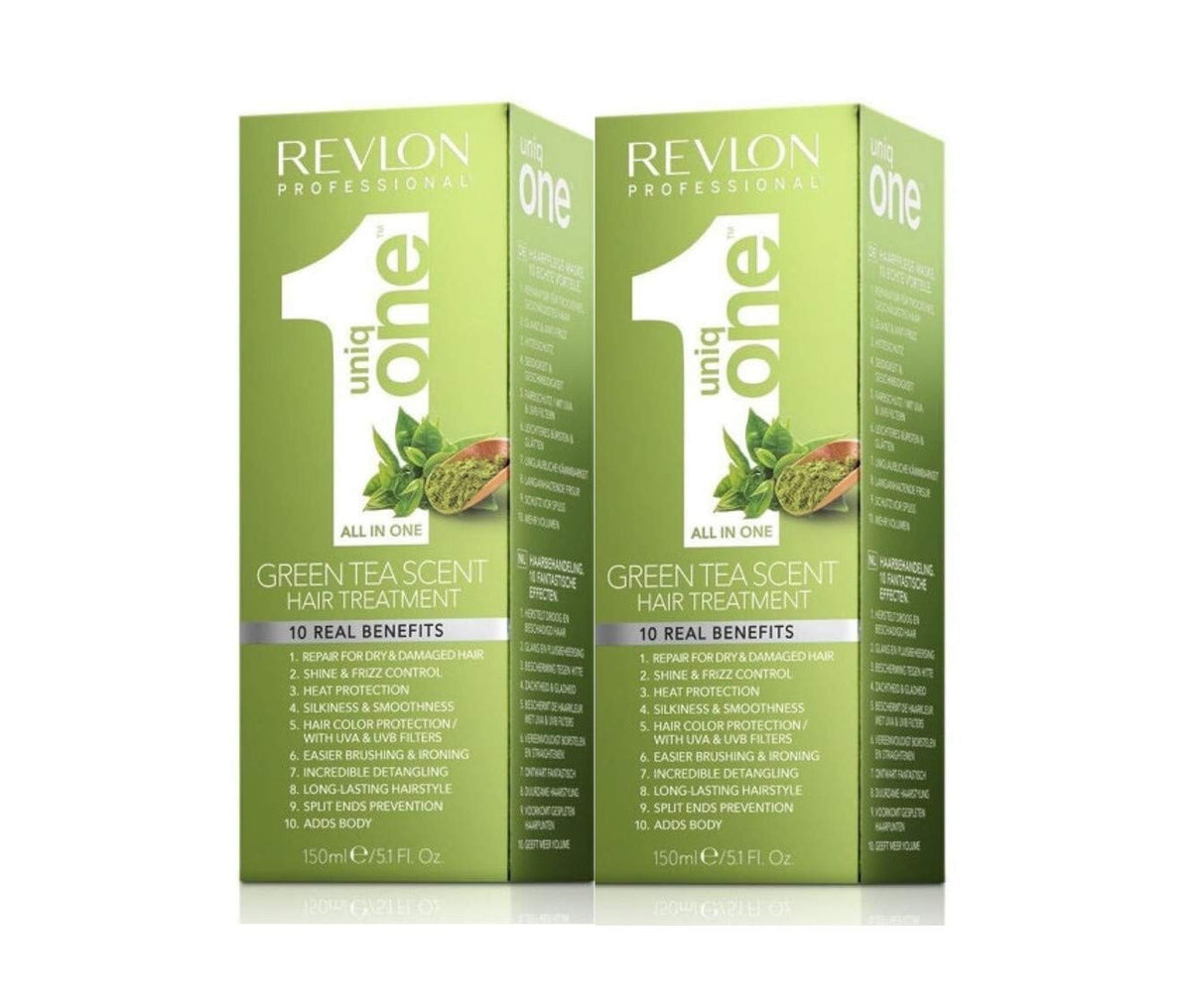Revlon Uniq One Green Tea Hair Treatment 5.1 oz Pack of 2 - All-in-One Hair Repair & Protection