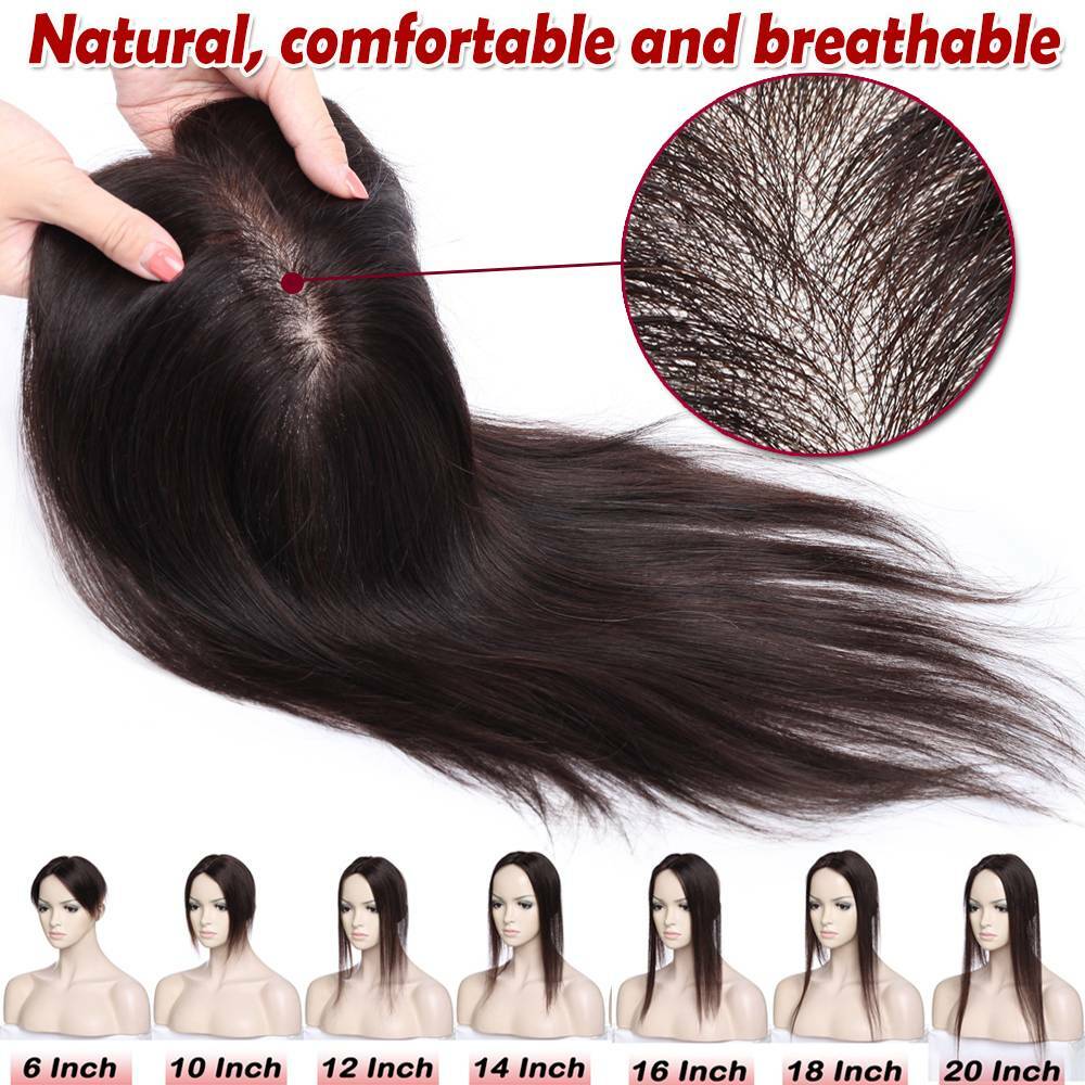 Remy Human Hair Topper with Silk Mono Base & Multiple Lengths for Women