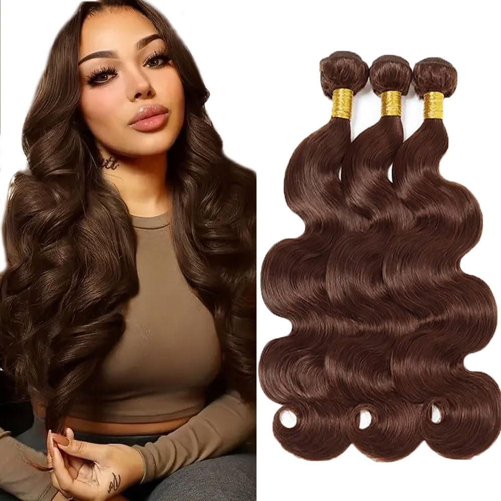 26 Inch Chocolate Brown Body Wave Peruvian Virgin Hair Bundles