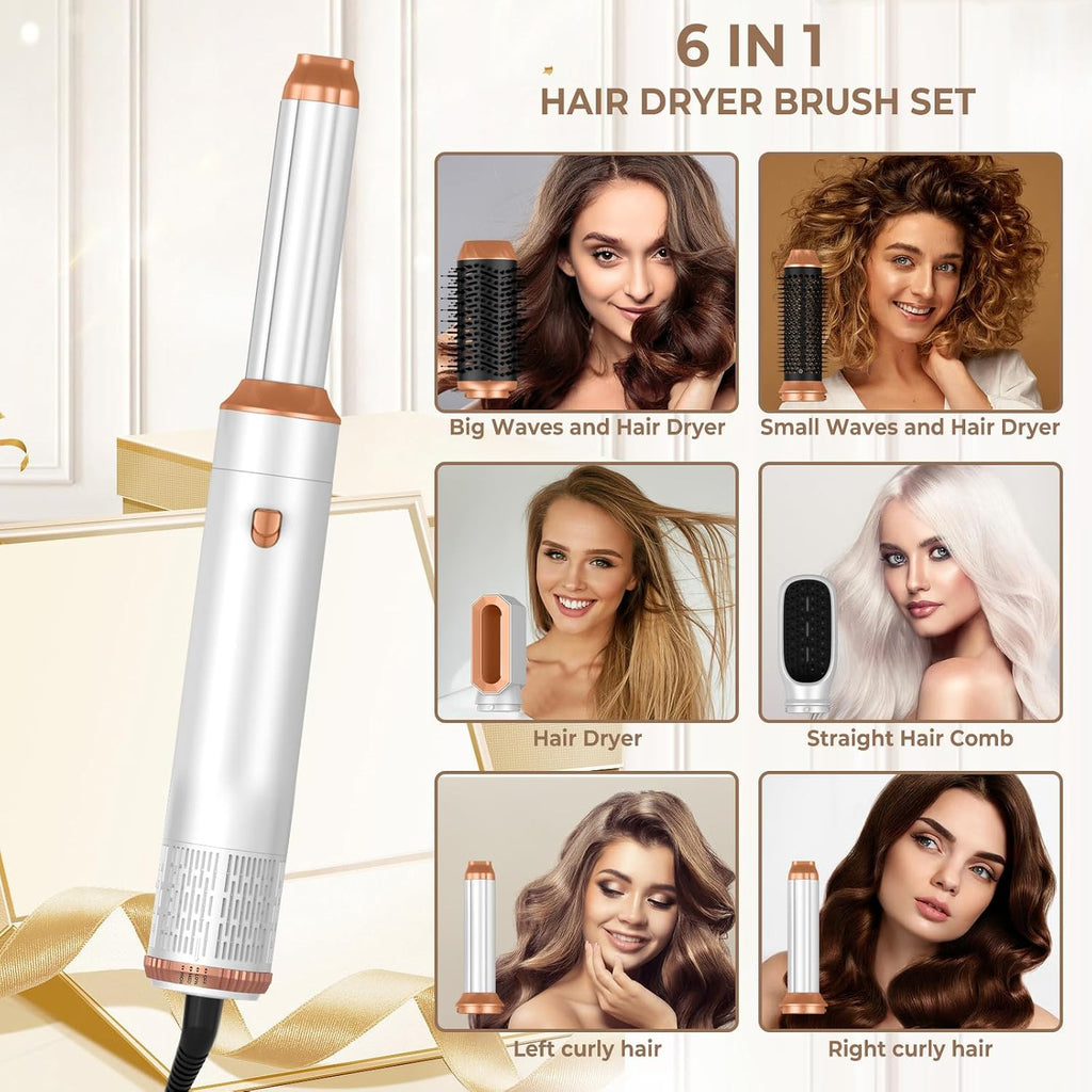 6-in-1 Hair Dryer Brush Styler - Curl, Straighten & Volumize